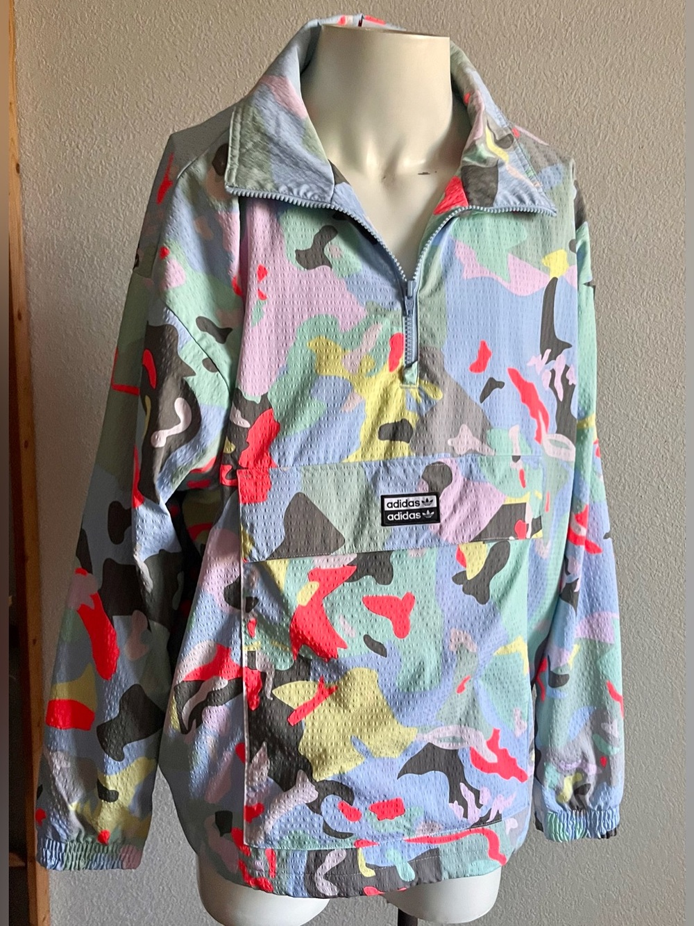Adidas Originals R.Y.V. Abstract Camo Half Zip Windbreaker Anorak Pullover